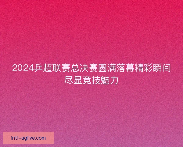 2024乒超联赛总决赛圆满落幕精彩瞬间尽显竞技魅力