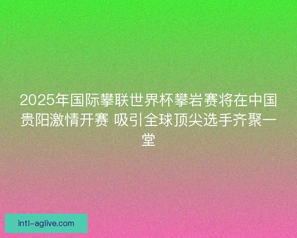 2025年国际攀联世界杯攀岩赛将在中国贵阳激情开赛 吸引全球顶尖选手齐聚一堂